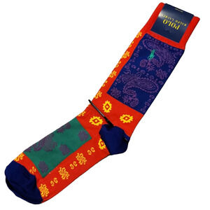 NWT POLO Ralph Lauren Foulard Paisley Crew Dress Slack Socks Size‎ 10-13
